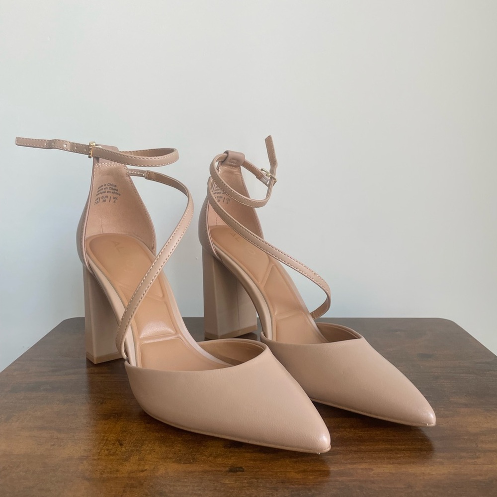 Aldo Nude Block Heel Pumps